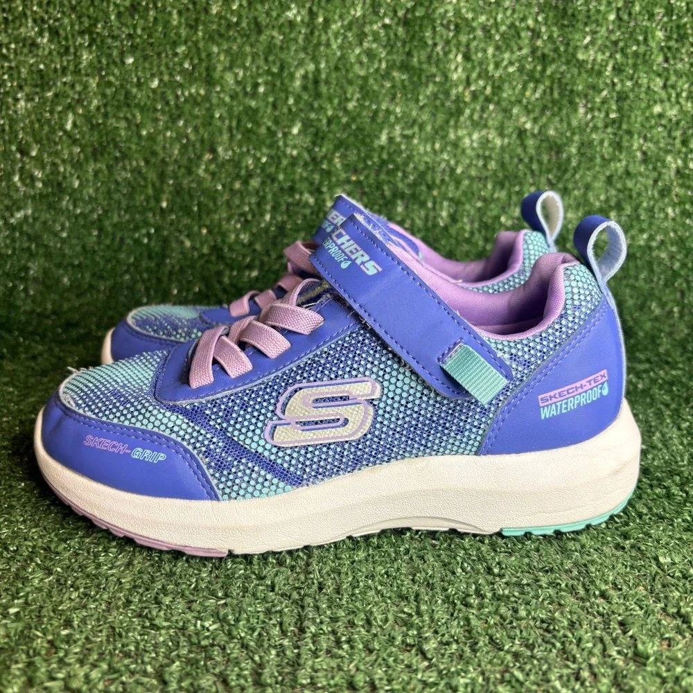Skechers Dynamic Tread Journey Time Athletic Sneaker Blue Lavender Kids Sz 13.5